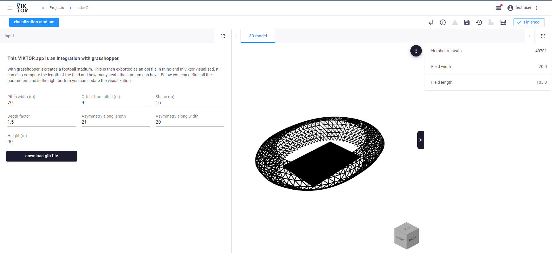 Parametrically design football stadium grasshopper