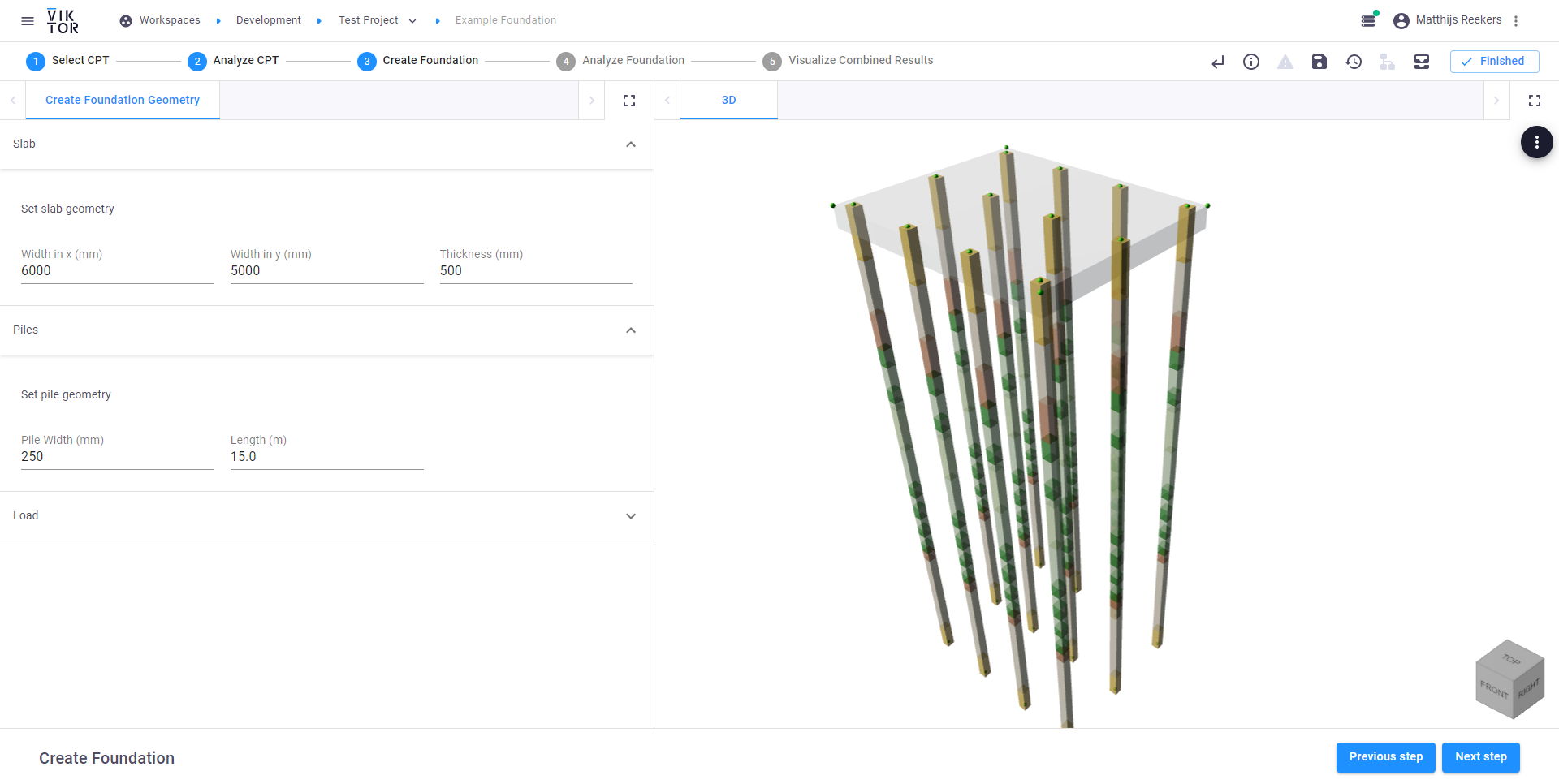 Create a pile foundation with D-foundations and SCIA