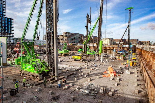 Building foundations at a construction site