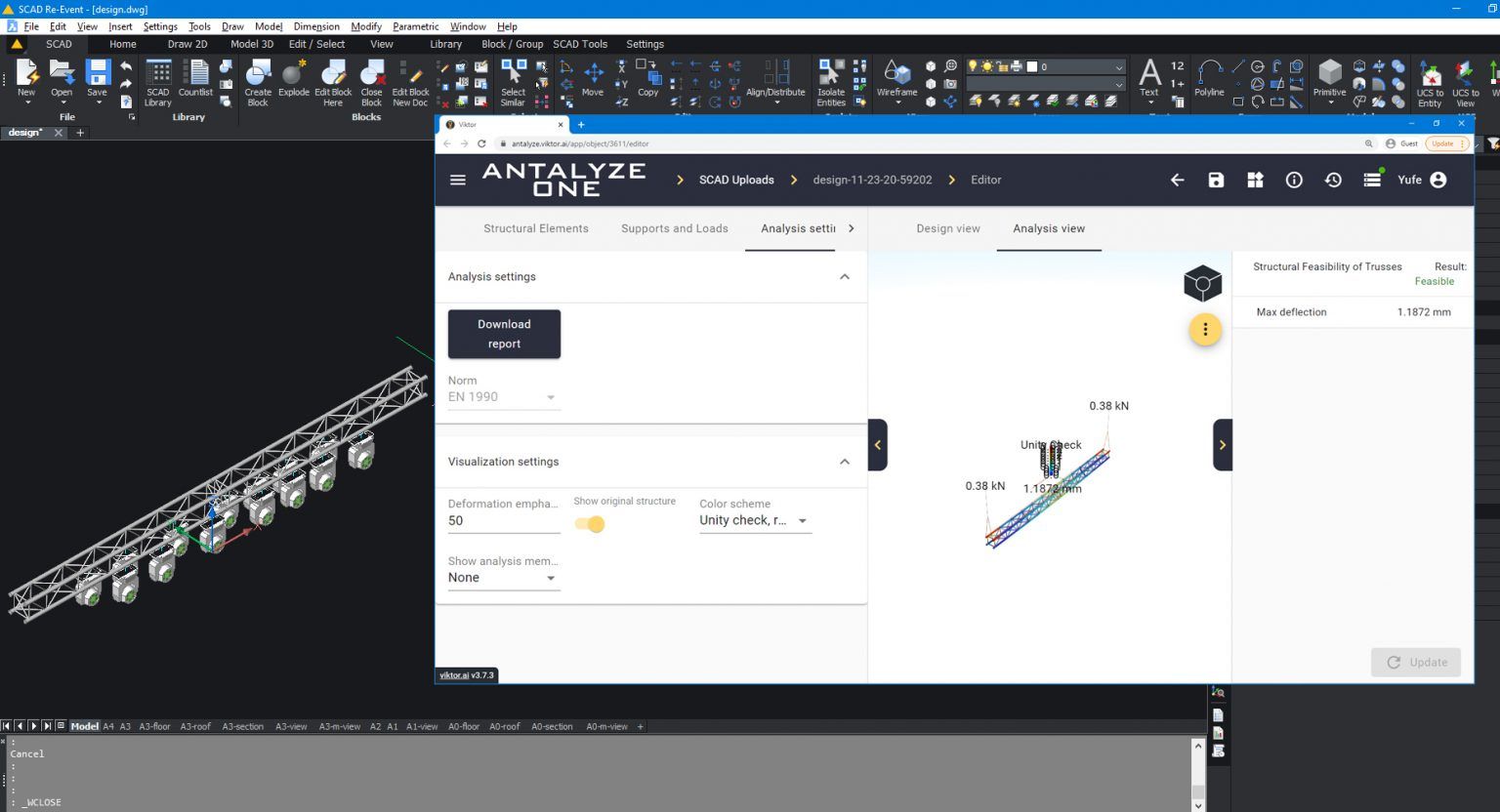 Truss construction design in the analyze one