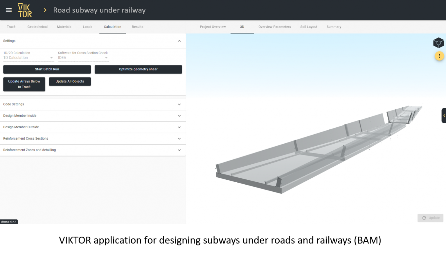 VIKTOR application for designing subways under roads and railways (BAM)