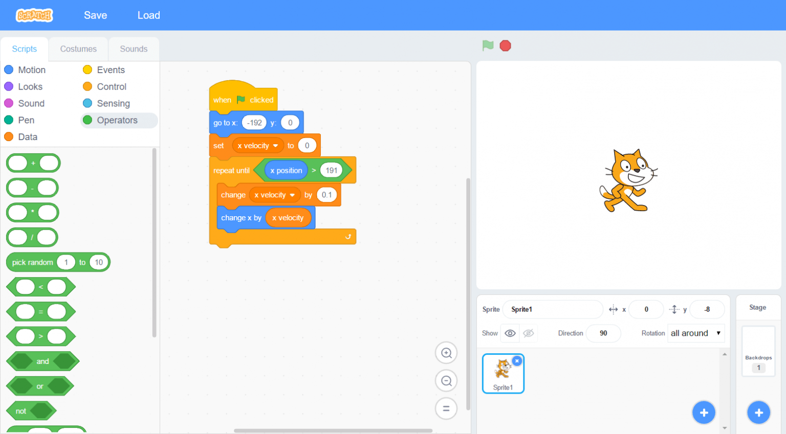 Visual programming in Scratch